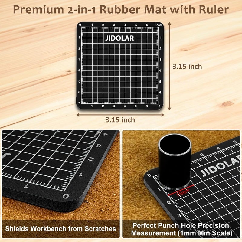 JIDOLAR 24 Pieces Leather Circle Cutter Tool Set, Hole Punch Tools with 1-15mm 20 25 30 35 40 45 50 55 60mm, High Carbon Steel Round Cutting Dies, Hole Punch Tool Kit for DIY Leather Crafts - Image 5